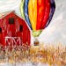 Instructor Audrey Martin will help attendees at the Hot Air Affair Canvas Party Painting Classes create this Barn-n-Balloon painting.