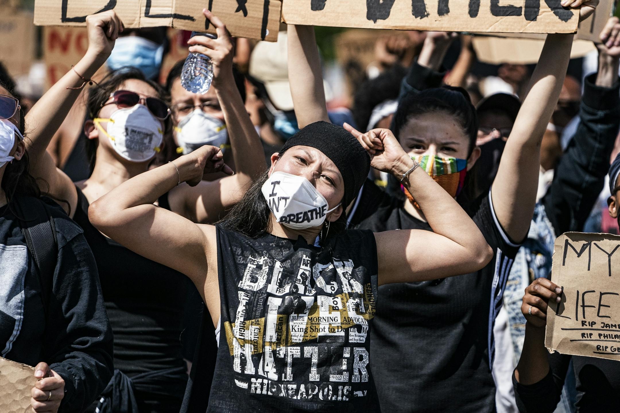Protesters gathered at the State Capitol on Sunday and then marched on HWY 94 toward Minneapolis before exiting on Lexington and returning to the Capitol.