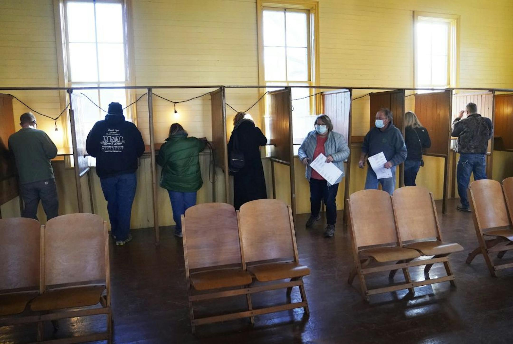 Voting booths were nearly full at times in the morning Tuesday at the Vasa Town Hall in Welch, MN
