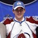 Joey Hishon of Canada is the 17th overall pick by the Colorado Avalanche in the first round of the NHL hockey draft at Staples Center in Los Angeles F
