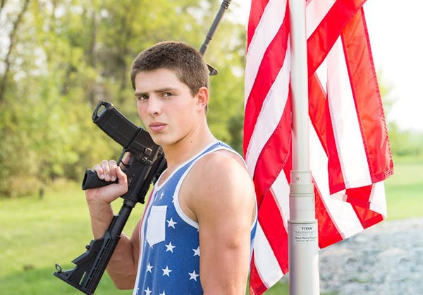 This photo of Josh Renville, a Fargo North High School senior, was posted to Facebook by Charlie Renville after it was banned from appearing in the sc