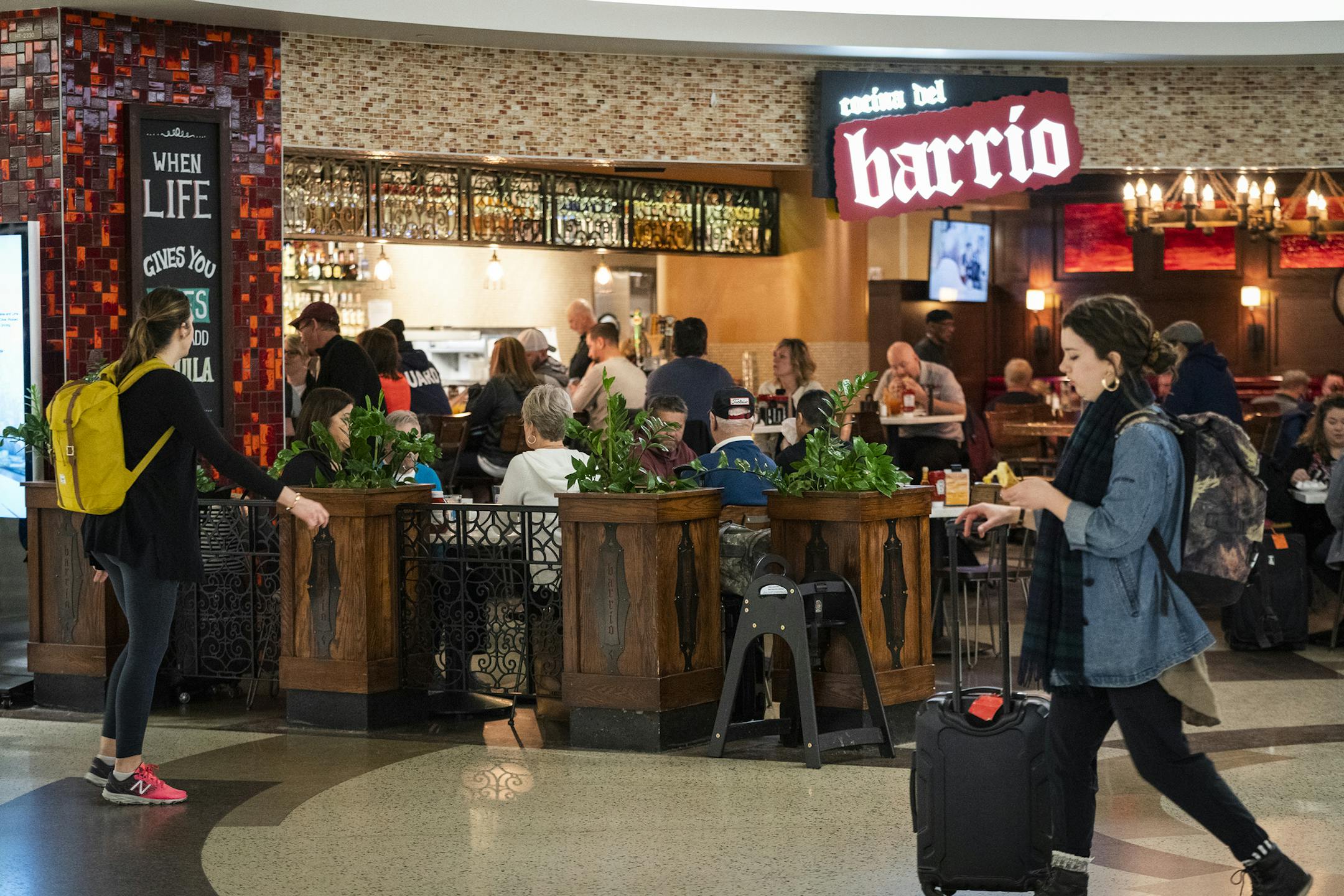 File photo of Aero Service Group's Barrio restaurant in Terminal 2 at Minneapolis-St. Paul International Airport. The company has reduced staffing at Barrio and two other restaurants it operates at the airport because of reduced passenger traffic.