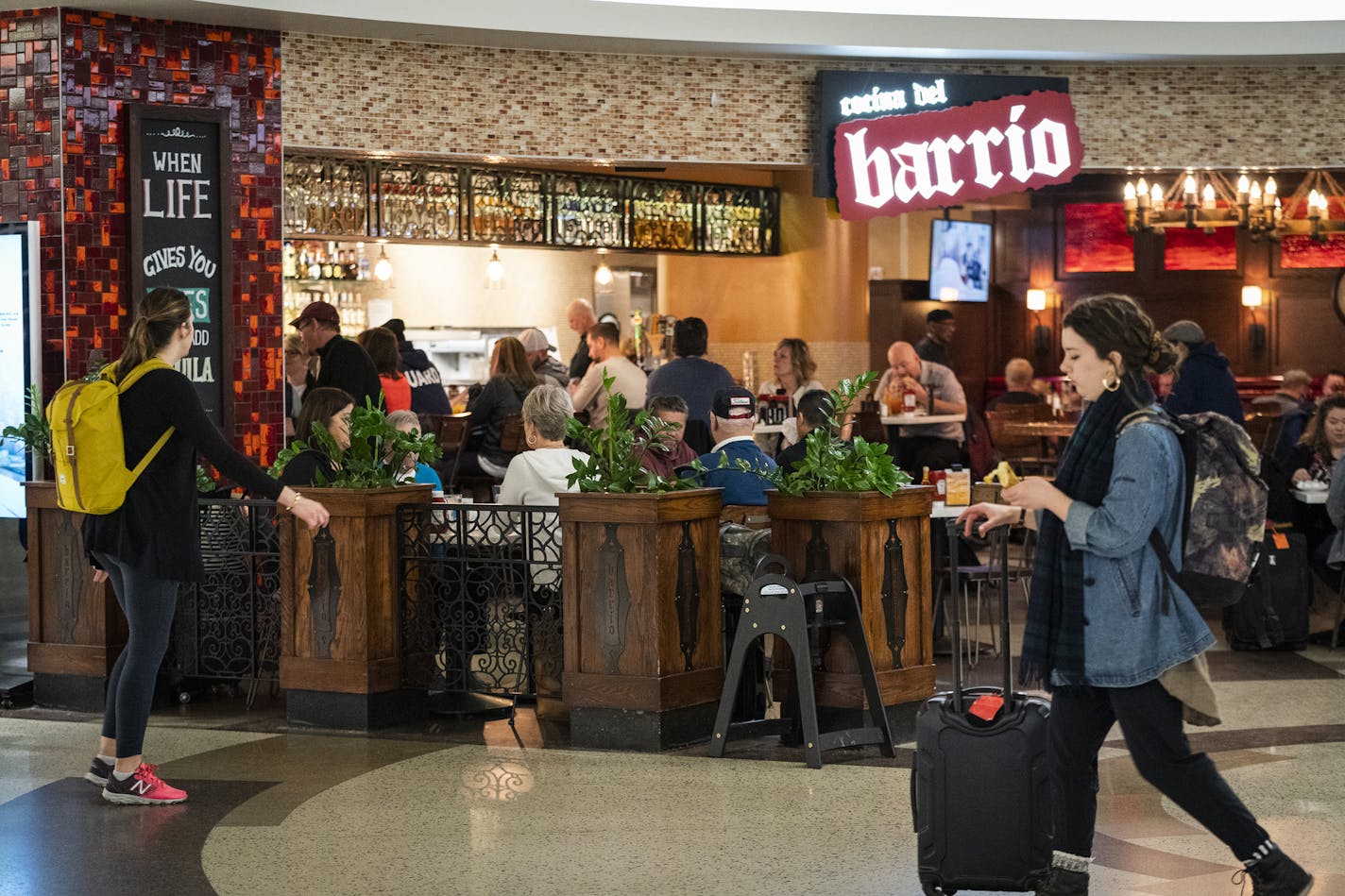 File photo of Aero Service Group's Barrio restaurant in Terminal 2 at Minneapolis-St. Paul International Airport. The company has reduced staffing at Barrio and two other restaurants it operates at the airport because of reduced passenger traffic.