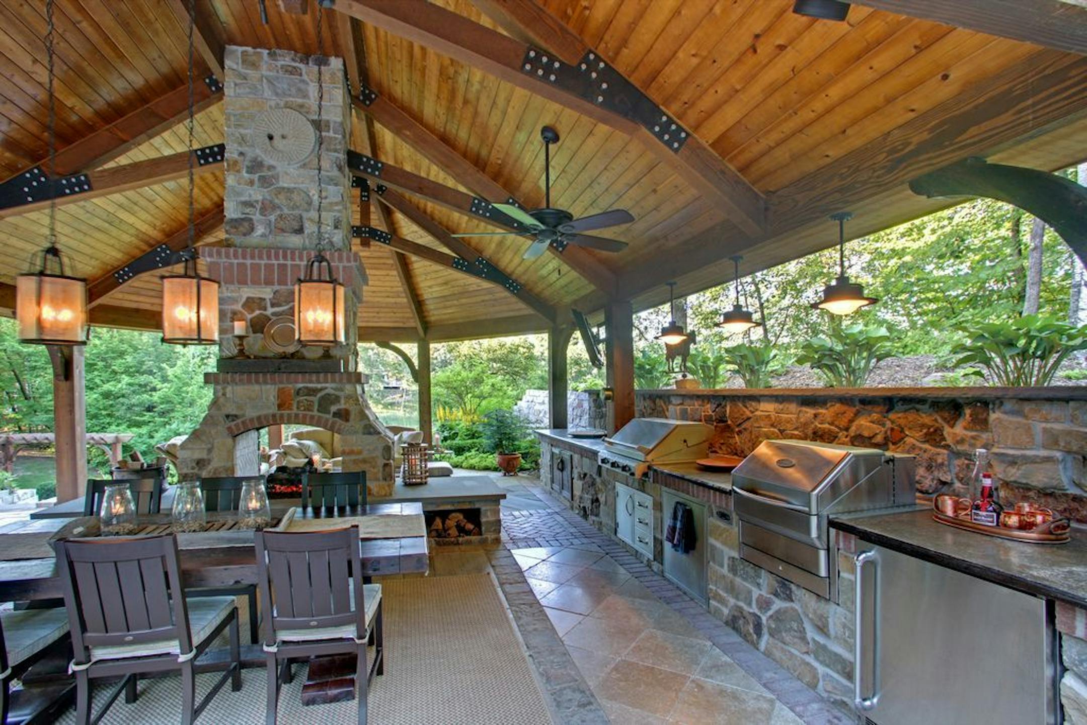 The kitchen has poured concrete countertops, which stand up to Minnesota winters.