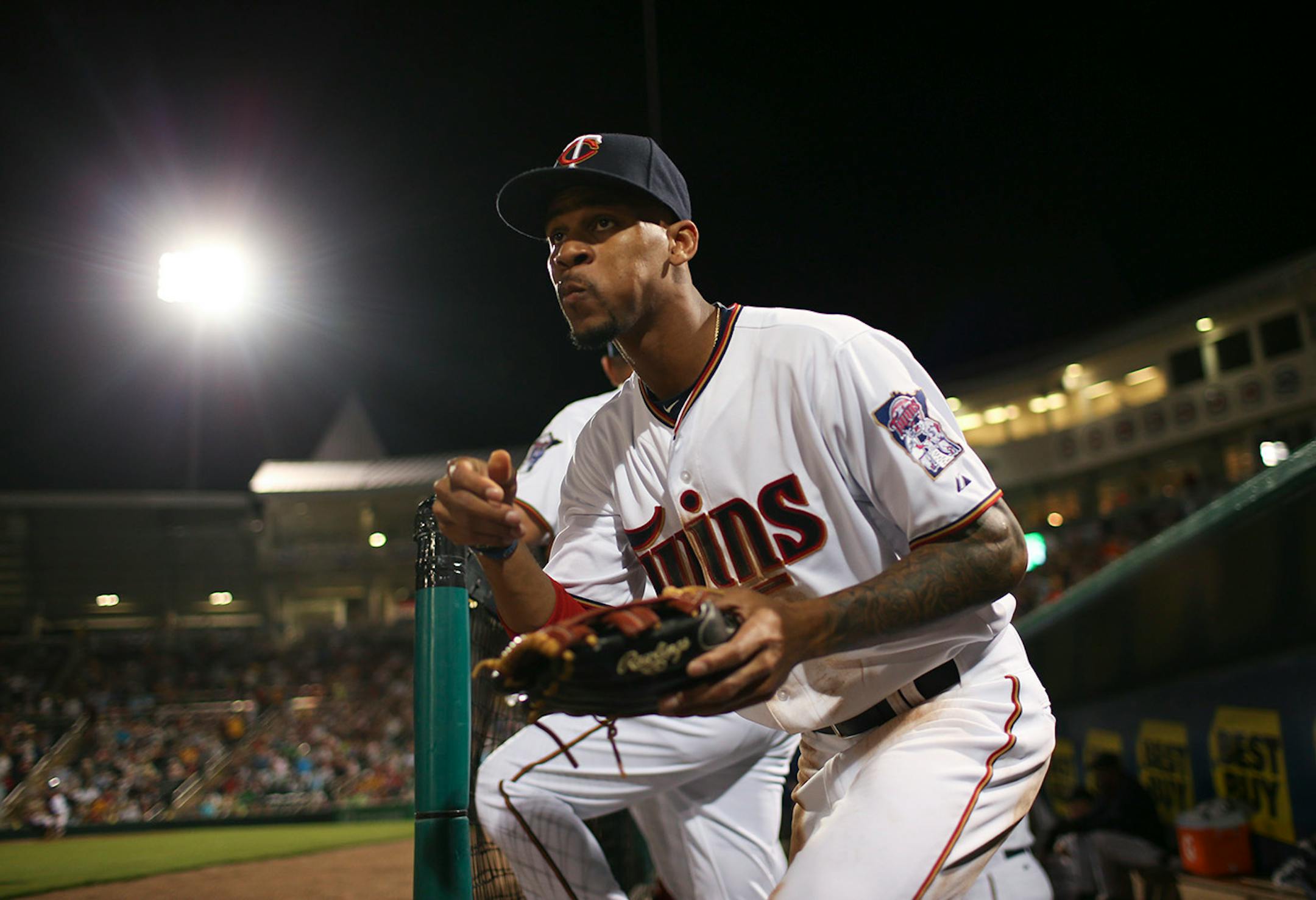 Twins center fielder Byron Buxton headed back onto the field Wednesday evening at Hammond Stadium.