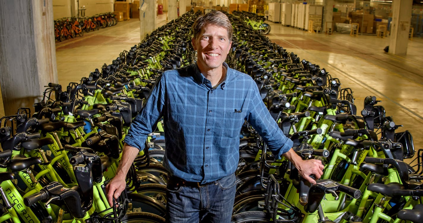 Bill Dossett, executive director of Nice Ride Minnesota. Now that Nice Ride bikes are a ubiquitous part of the urban landscape, the non-profit running the service is contemplating blowing it all up and starting over with dockless bikes. These bikes are parked everywhere, not just in established stations.