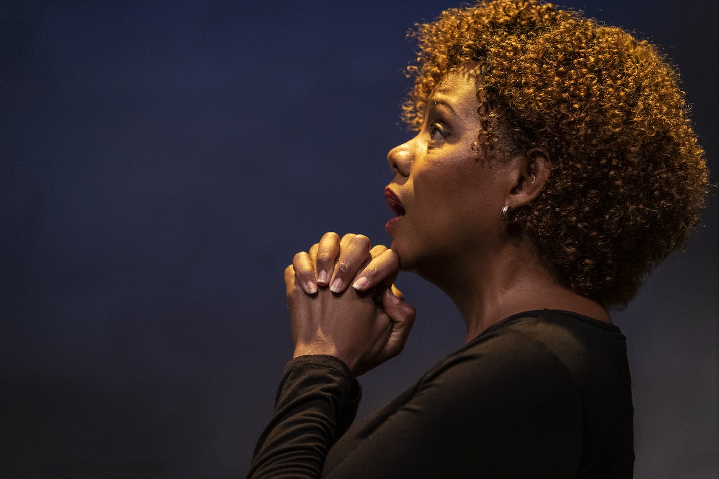 Actor Erika LaVonn plays the character Nya during a dress rehearsal for "Pipeline." ] LEILA NAVIDI &#x2022; leila.navidi@startribune.com BACKGROUND INFORMATION: Dress rehearsal for "Pipeline" a new play by Dominique Morisseau at Penumbra Theatre in St. Paul on Tuesday, September 24, 2019.