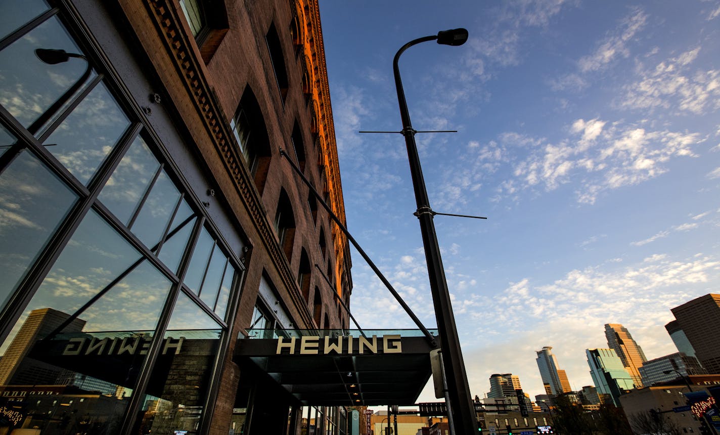 The Hewing Hotel in Minneapolis. The 124-room hotel will officially open its doors Wednesday. ] CARLOS GONZALEZ cgonzalez@startribune.com - November 15, 2016, Minneapolis, MN, The Hewing Hotel is one of the most highly anticipated new hotels to open in Minneapolis. The 124-room hotel will officially open its doors Wednesday