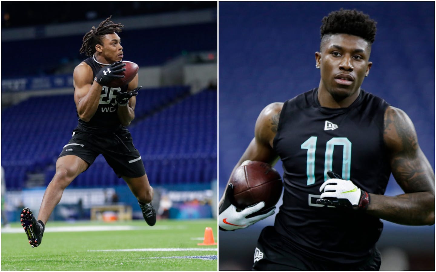 LSU wide receiver Justin Jefferson, left, and TCU cornerback Jeff Gladney both worked out at the NFL Combine