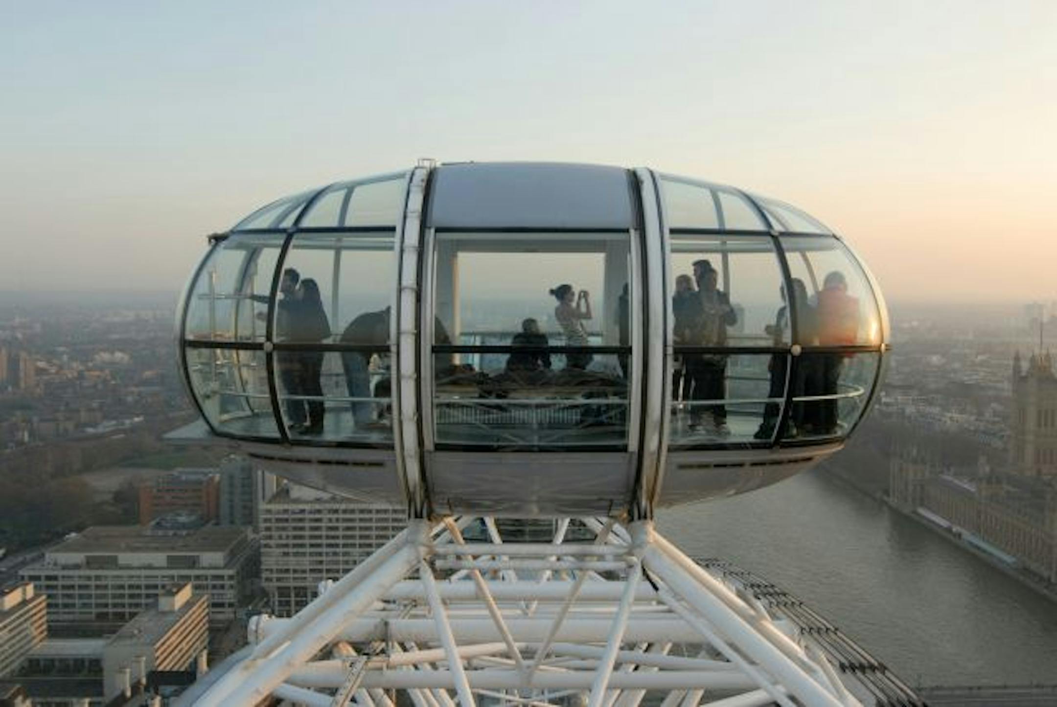 Enjoying the view from the London Eye, the world's tallest observation wheel.