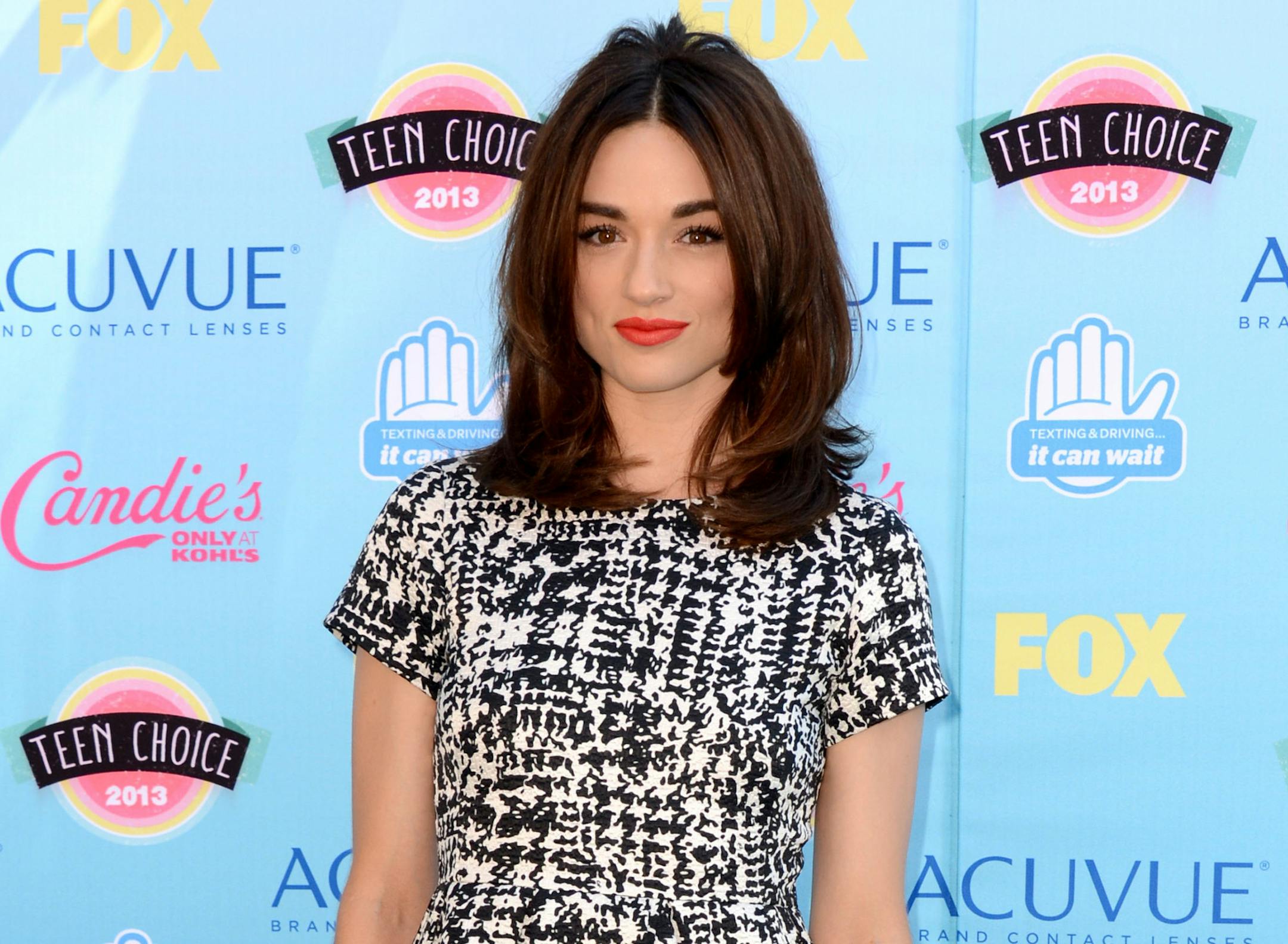 FILE - This Aug. 11, 2013, file photo, shows actress Crystal Reed from the MTV series "Teen Wolf," at the Teen Choice Awards in Los Angeles. MTV is launching a special website for angst-ridden fans of its "Teen Wolf" series to collectively mourn the sudden death of one of the show's main characters in the episode that aired Monday, March 17, 2014. Immediately after the third season's penultimate episode ended at 11 p.m. ET, MTV had the site TeenWolfMemorial.com ready to offer solace for people u