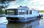 The author’s houseboat rested for the night in Kabetogama Lake.