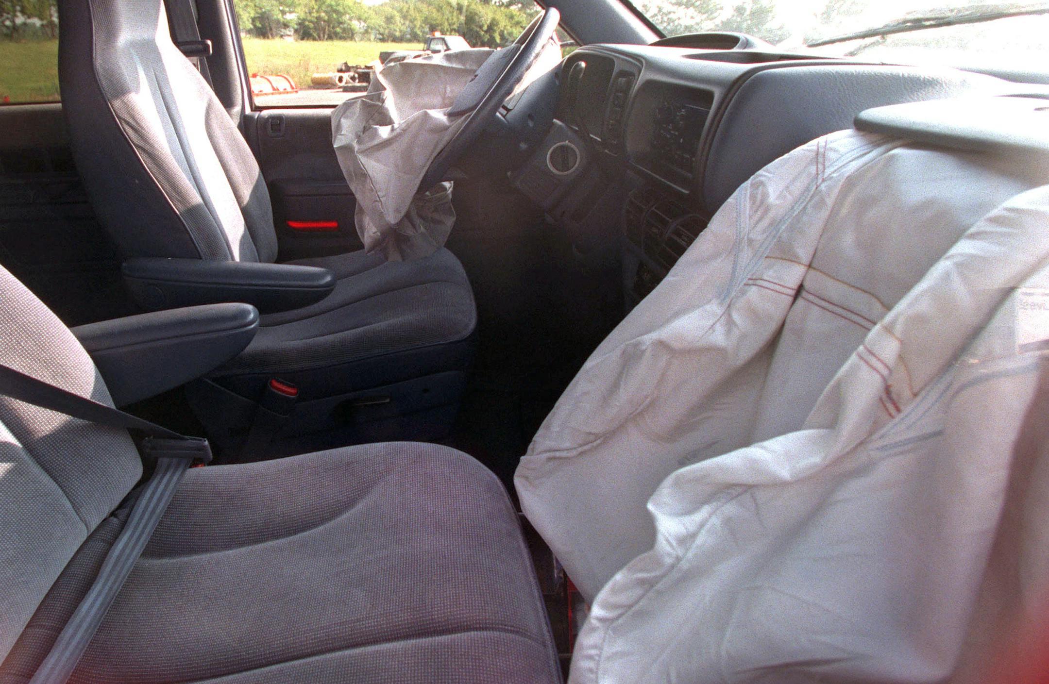 Lt. Jay Swanson of state patrol will be on hand to talk about accident that killed 11-year-old Lakeville boy earlier this week. The car also will be there. -- Lt. Jay Swanson of Minnesota State Patrol and the car an 11 year-old was killed in by an airbag after a slow speed impact. Views of passenger seat where Lakeville boy was killed shows both driver & passenger air bags after deployment. Front view shows relativeley little damage from low speed impact. ORG XMIT: MIN2014051717013568