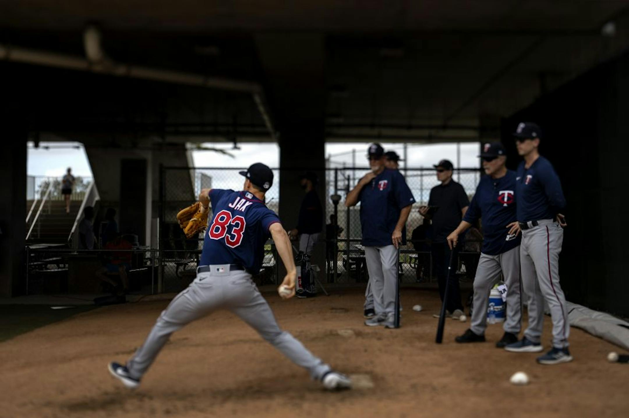 Minnesota Twins pitcher Griffin Jax threw in the bullpen.