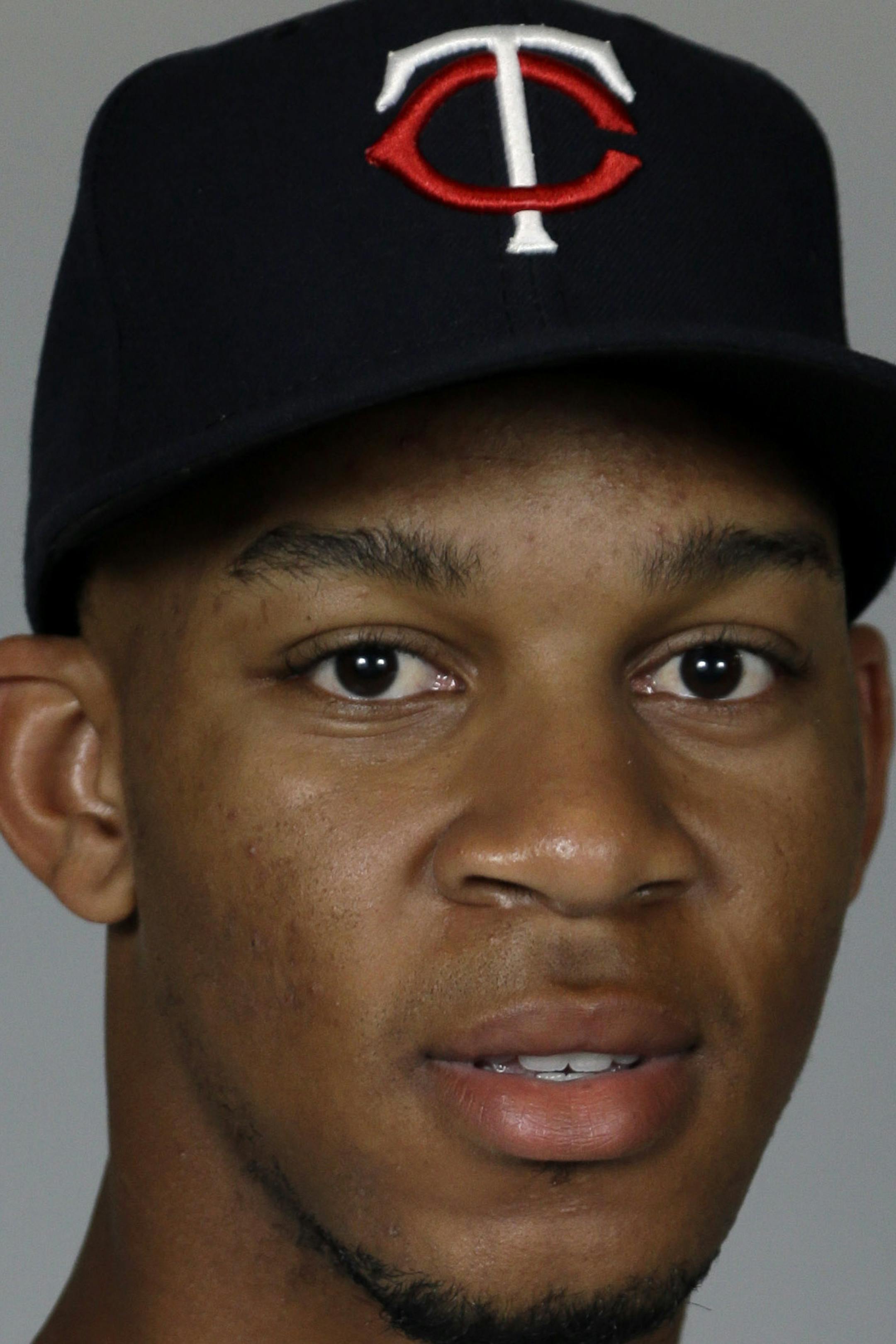 This is a 2014 photo of center fielder Byron Buxton of the Minnesota Twins baseball team. This image reflects the Twins active roster as of Tuesday, Feb. 25, 2014 when this image was taken. (AP Photo/Steven Senne) ORG XMIT: FLSR1