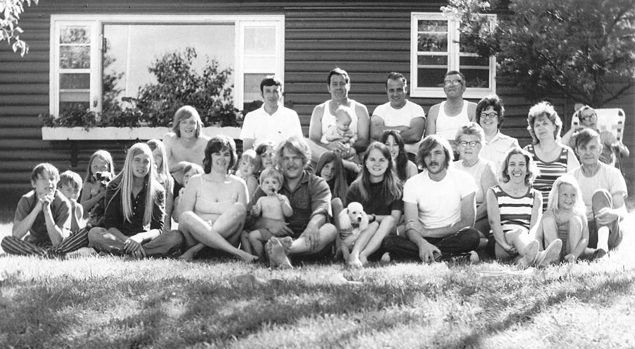 A family photo at the cabin from July 4, 1971. Everyone crammed into the cabin, said the writer.