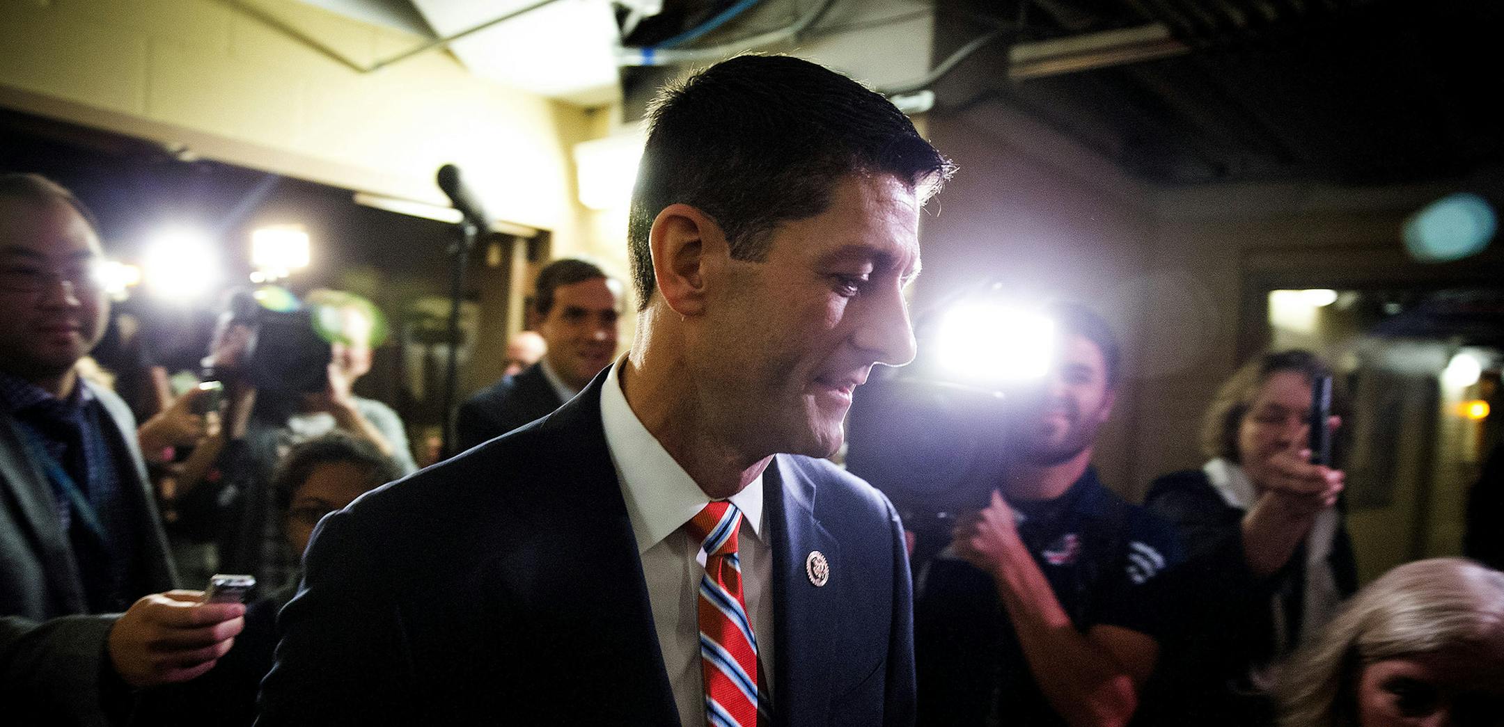 Rep. Paul Ryan (R-Wis.) arrives at the Capitol for a meeting with House Republicans, in Washington, Oct. 9, 2015. Current House Speaker John Boehner (R-Ohio) is hoping to push Ryan to join the race for his soon-to-be vacant seat after Majority Leader Kevin McCarthyís sudden departure threw the House into tumult and infighting.