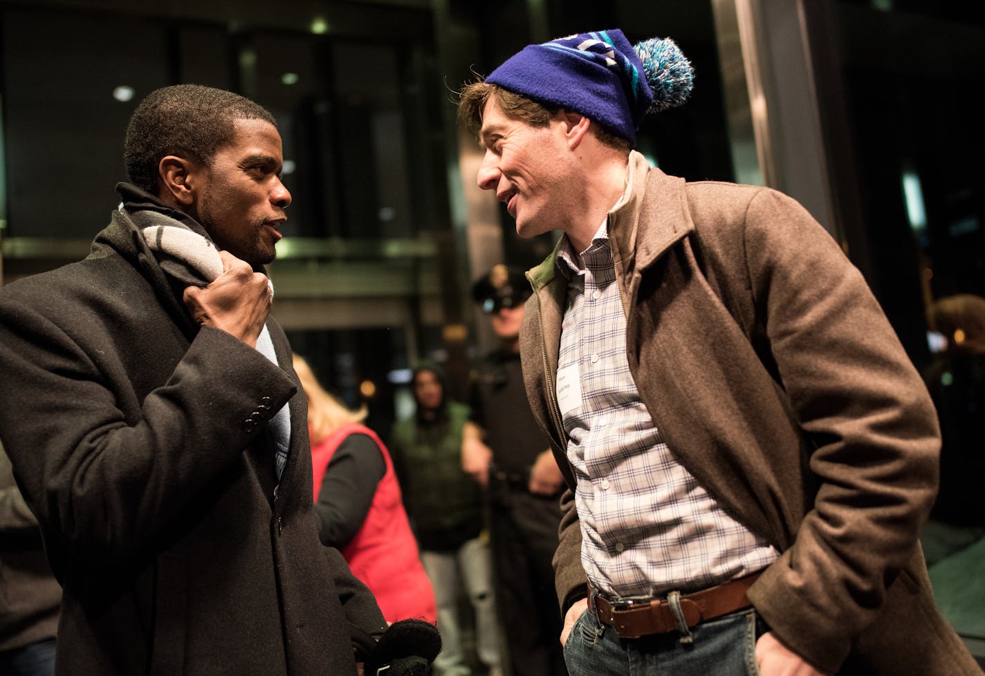 Minneapolis Mayor Jacob Frey, right, and St. Paul Mayor Melvin Carter