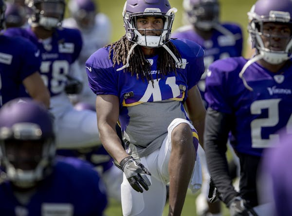 Vikings safety Anthony Harris (41) during practice Tuesday.