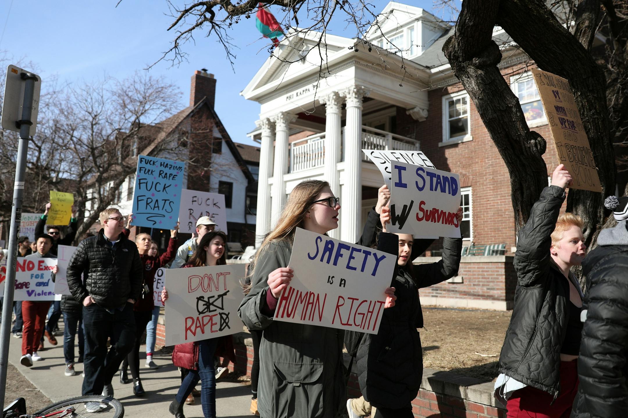 University of Minnesota students and activists marched against sexual assault on campus Saturday down University Avenue SE.