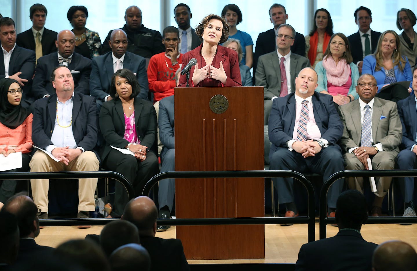 Minneapolis Mayor Betsy Hodges delivered her 2016 State of the City Address at the MacPhail Center for Music, Tuesday, May 17, 2016 in Minneapolis, MN.