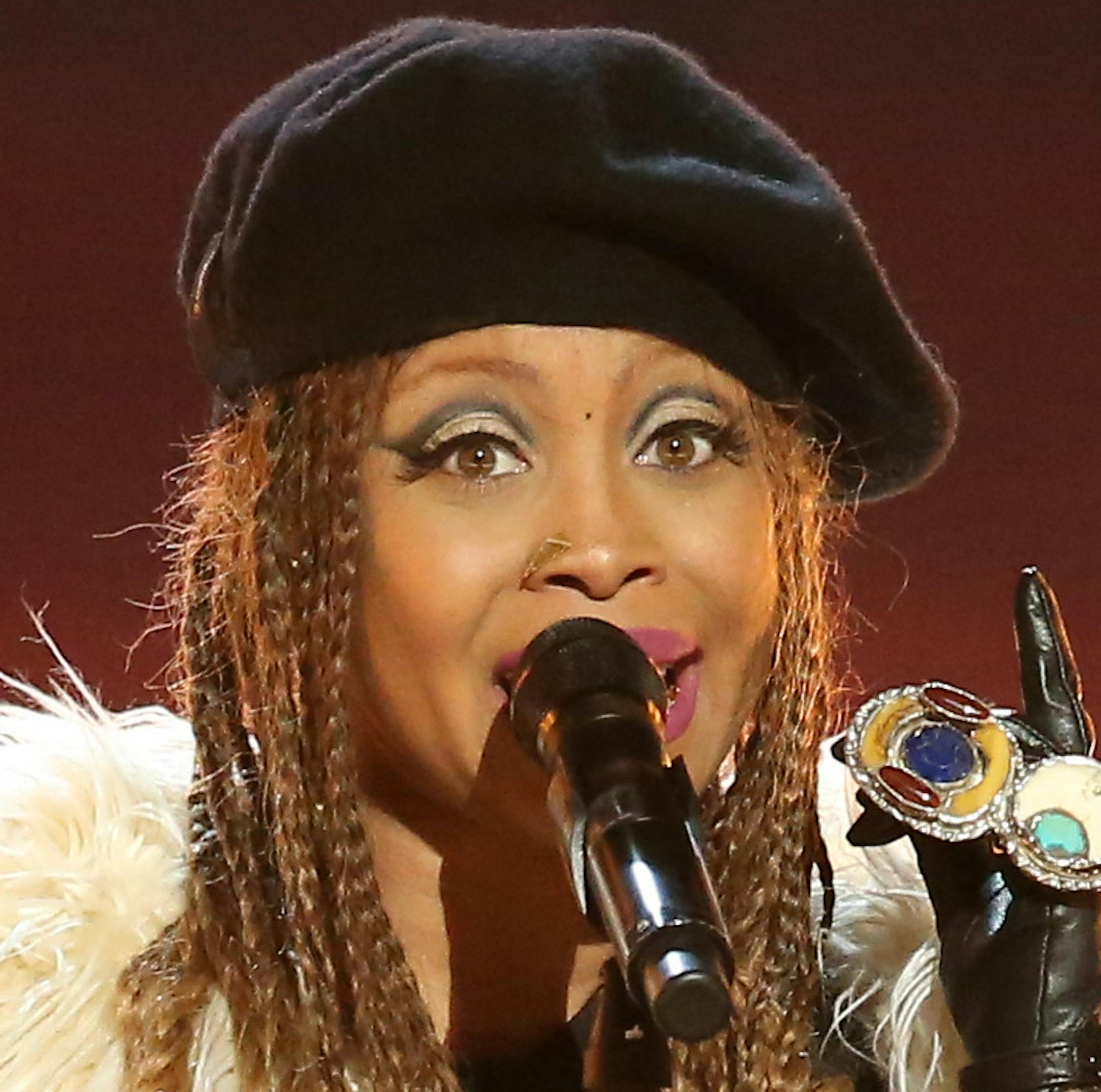 Erykah Badu performs ìThe Ballad of Dorothy Parkerî during a tribute to Prince at the BET Awards at the Microsoft Theater on Sunday, June 26, 2016, in Los Angeles. (Photo by Matt Sayles/Invision/AP)