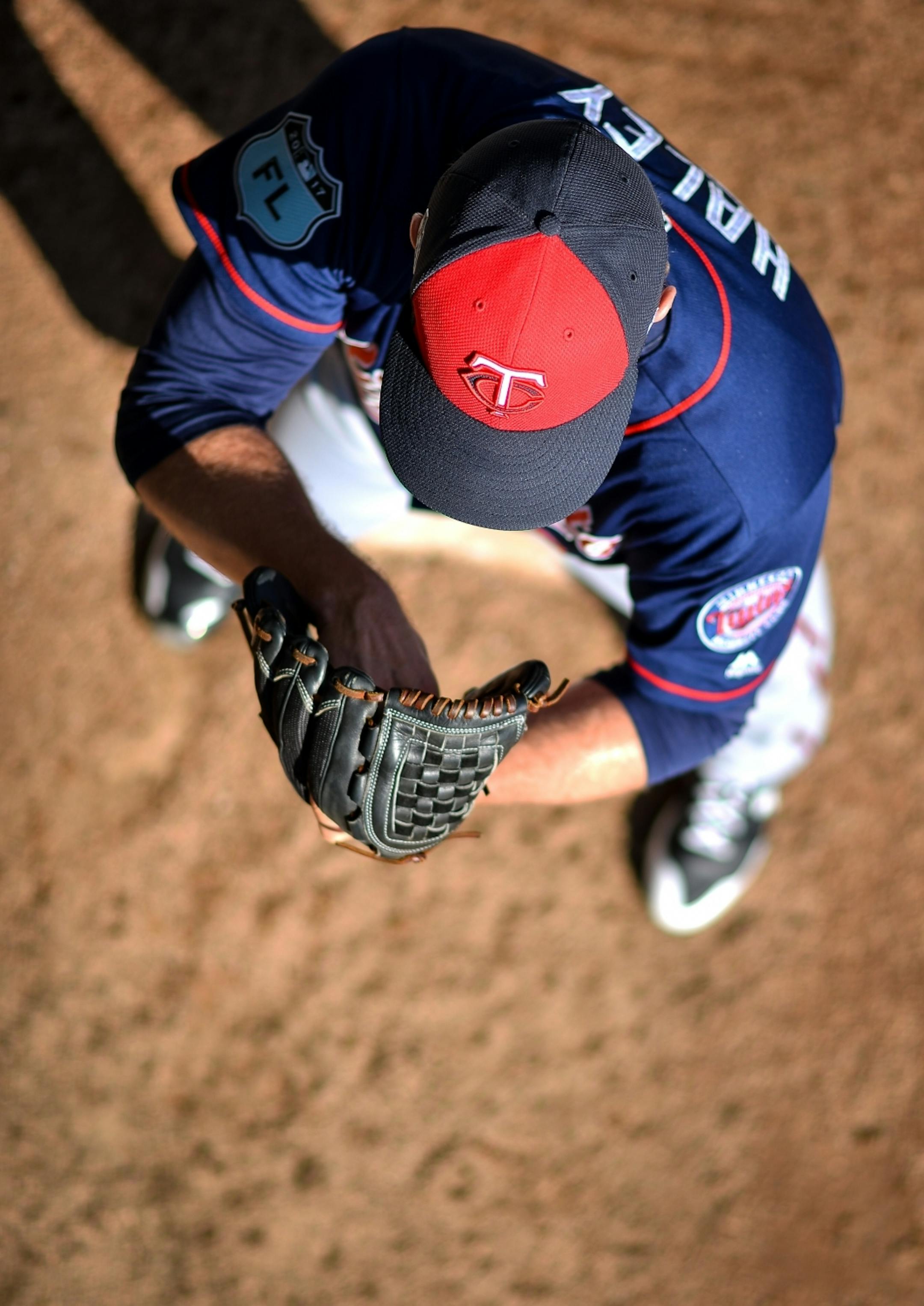 Minnesota Twins relief pitcher Justin Haley (58) prepared for a pitch during workouts Friday.