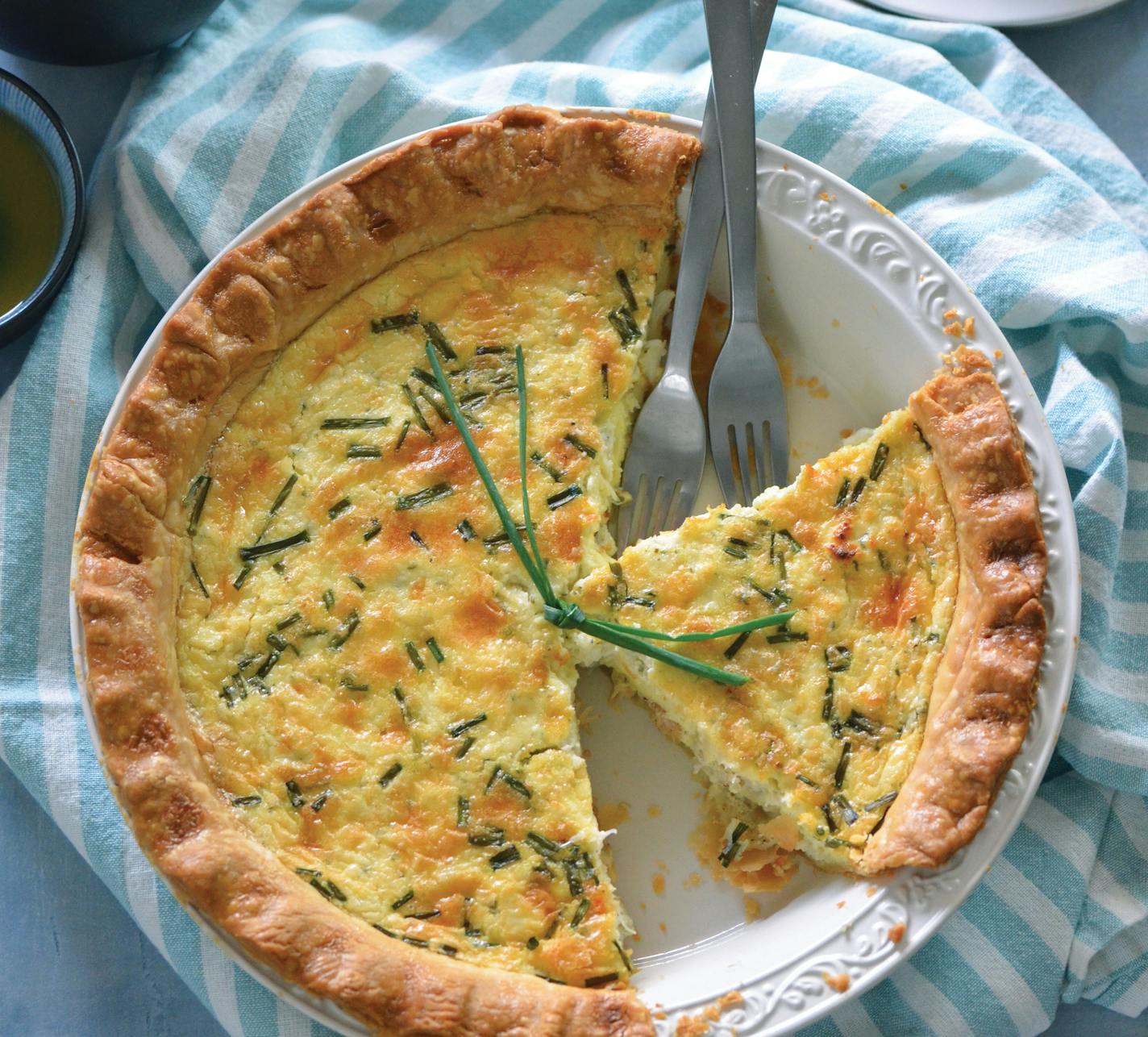 Crab and Boursin Cheese Quiche from "For the Love of Seafood" by Karista Bennett (Countryman, 2023). Credit: Provided