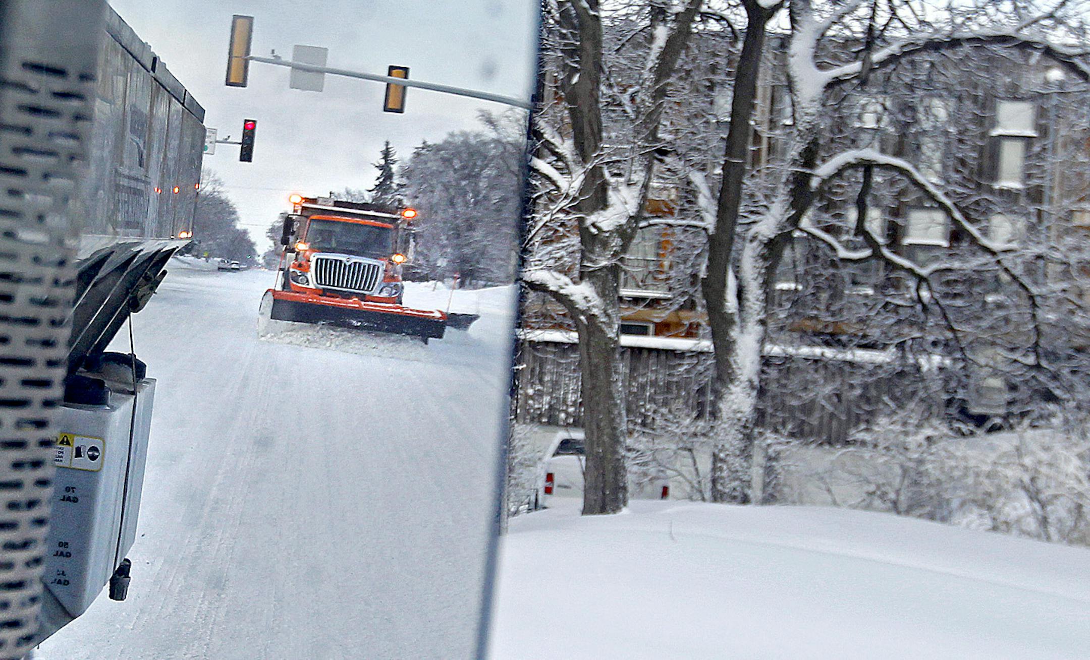 David Sivanich plowed his Friday, February 21, 2014 morning route in Bloomington, MN. Sivanich, who has worked for Hennepin County for 15 years, said he was called in at 1 a.m. to begin plowing. (ELIZABETH FLORES/STAR TRIBUNE) ELIZABETH FLORES • eflores@startribune.com