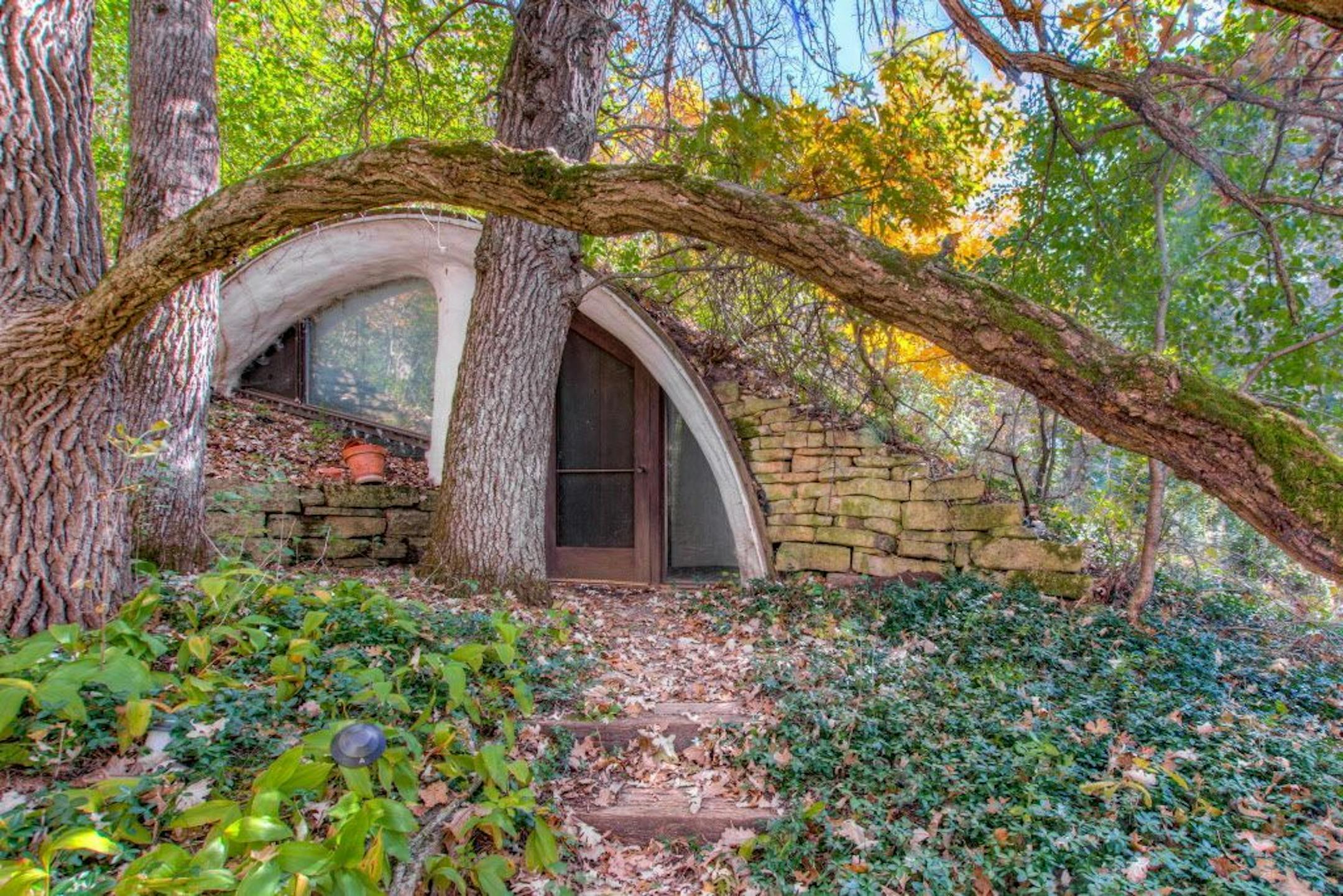 The front of the earth sheltered house built into a hill in River Falls, Wis.
