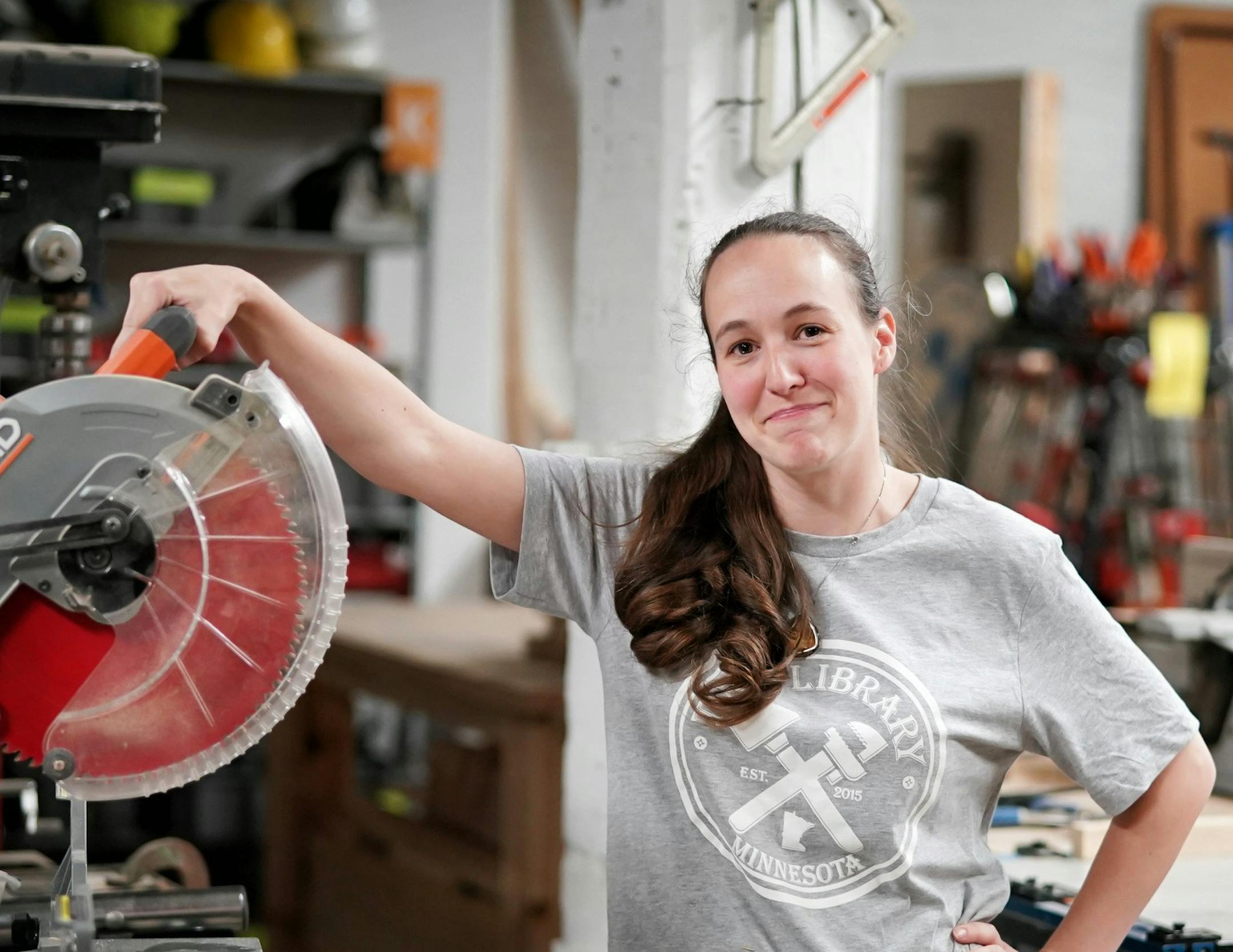 Kate Hersey, executive director of the Minnesota Tool Library showed off some of the tools available in the St Paul location.