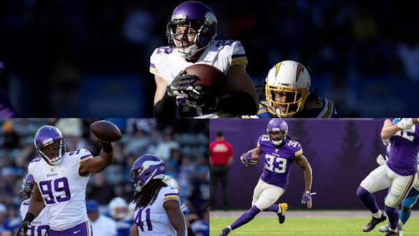 Three Vikings were named to the Pro Bowl on Tuesday (clockwise from top): safety Harrison Smith, defensive end Danielle Hunter and running back Dalvin