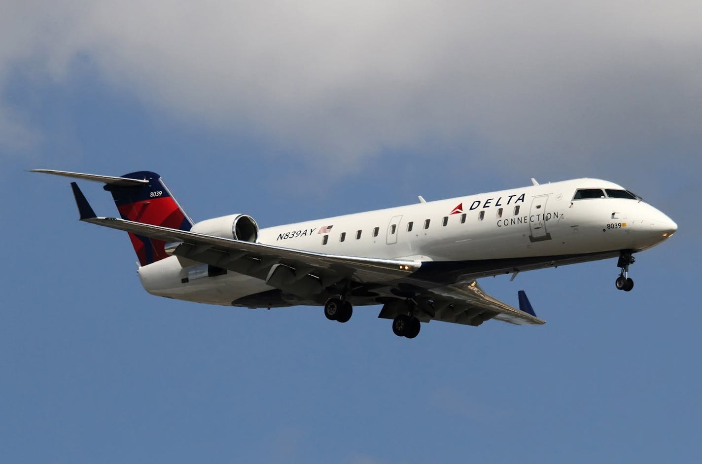 A Delta Connection jet operated by Pinnacle Airlines.