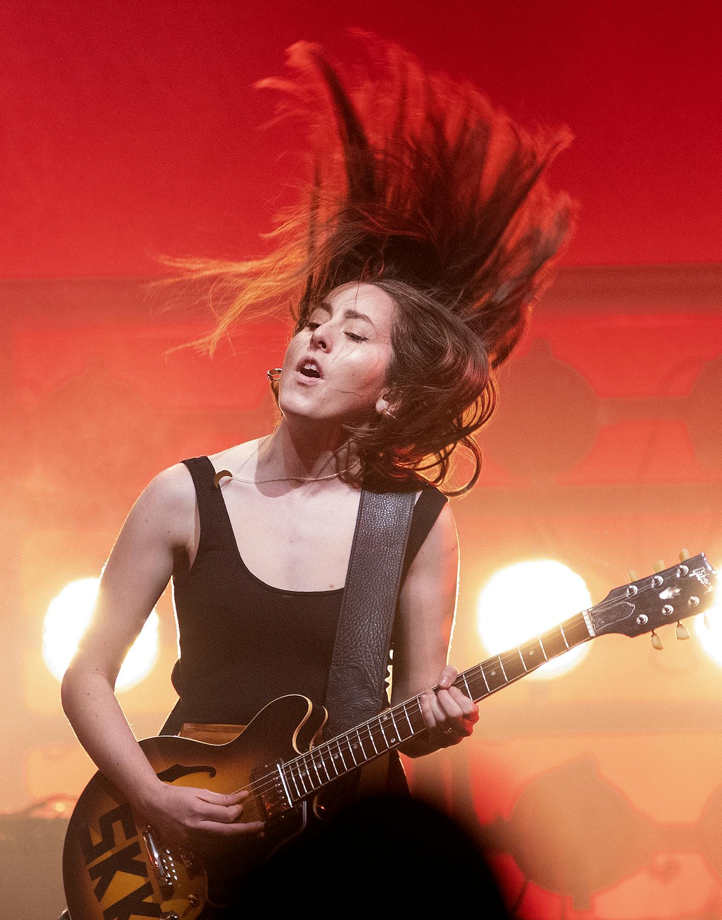 Alana Haim of Haim performed at Palace Theatre in St. Paul. ] CARLOS GONZALEZ &#xef; cgonzalez@startribune.com &#xf1; May 14, 2018, St. Paul, MN, Palace Theatre, Haim with Lizzo at the Palace Theatre Concert