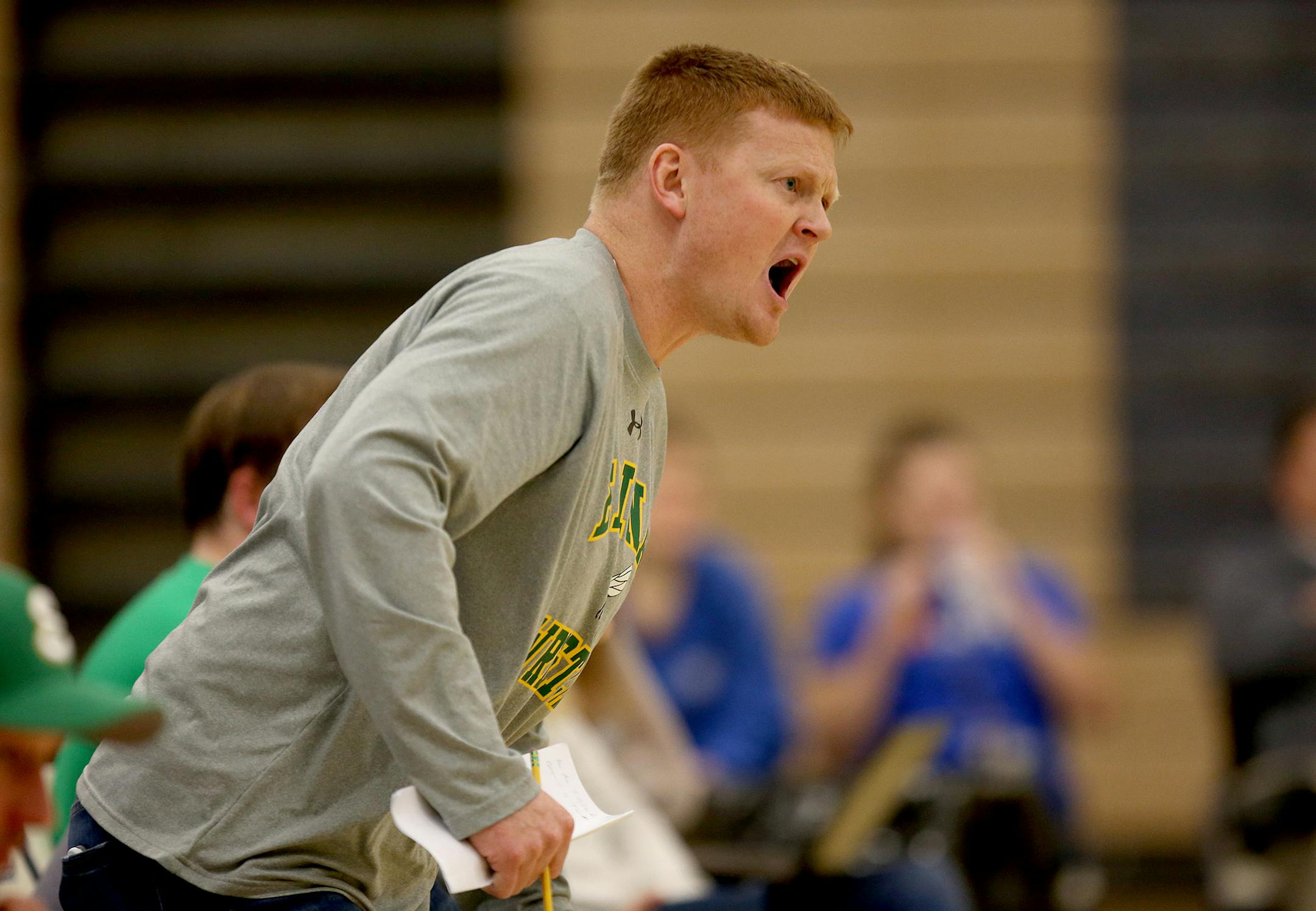 Josh Burhans coached the Edina-Richfield Rampage cooperative team for four years but now leads the Hornets. (Kyndell Harkness, Star Tribune)
