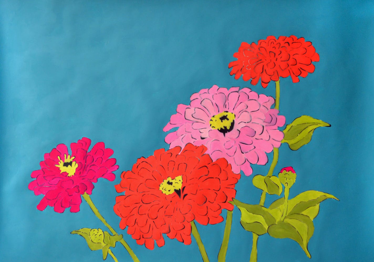 Provided by Groveland Gallery "Zinnias," a painting by Amy Rice