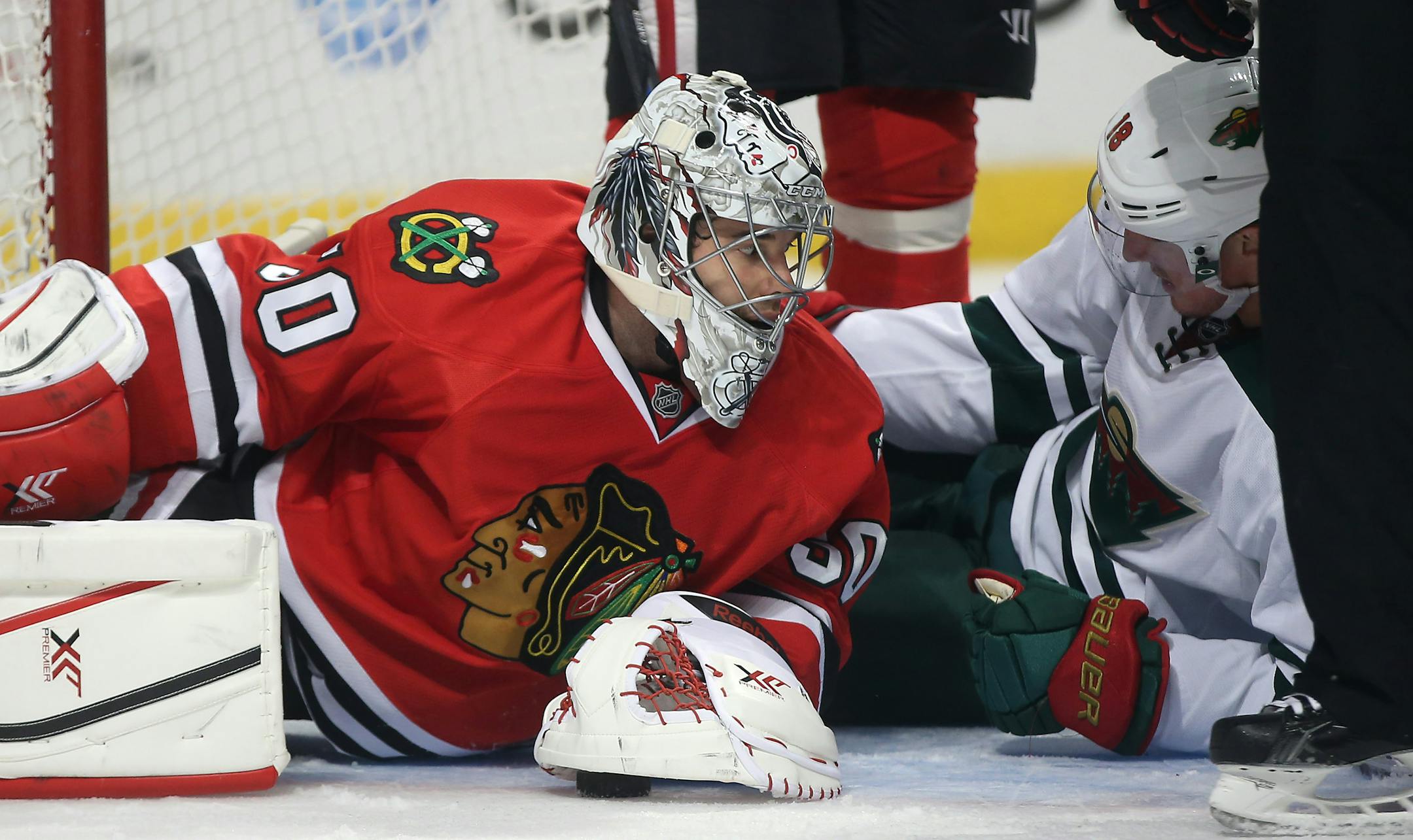 Chicago Blackhawks goalie Corey Crawford (50)