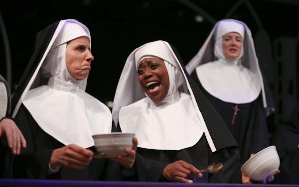 Regina Marie Williams as Deloris Van Cartier, center, in a first act scene from "Sister Act" during the first dress rehearsal Wednesday night. With he