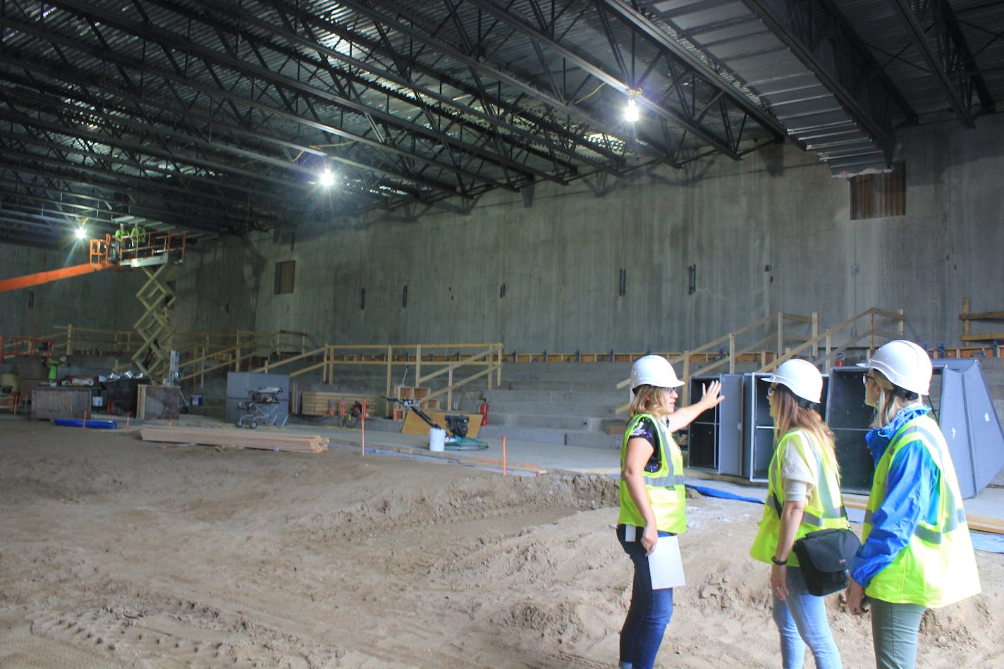 Eagle Brook Church staff checks up on the new auditorium being built at the congregation's Blaine campus, a 22,000 square-foot addition.