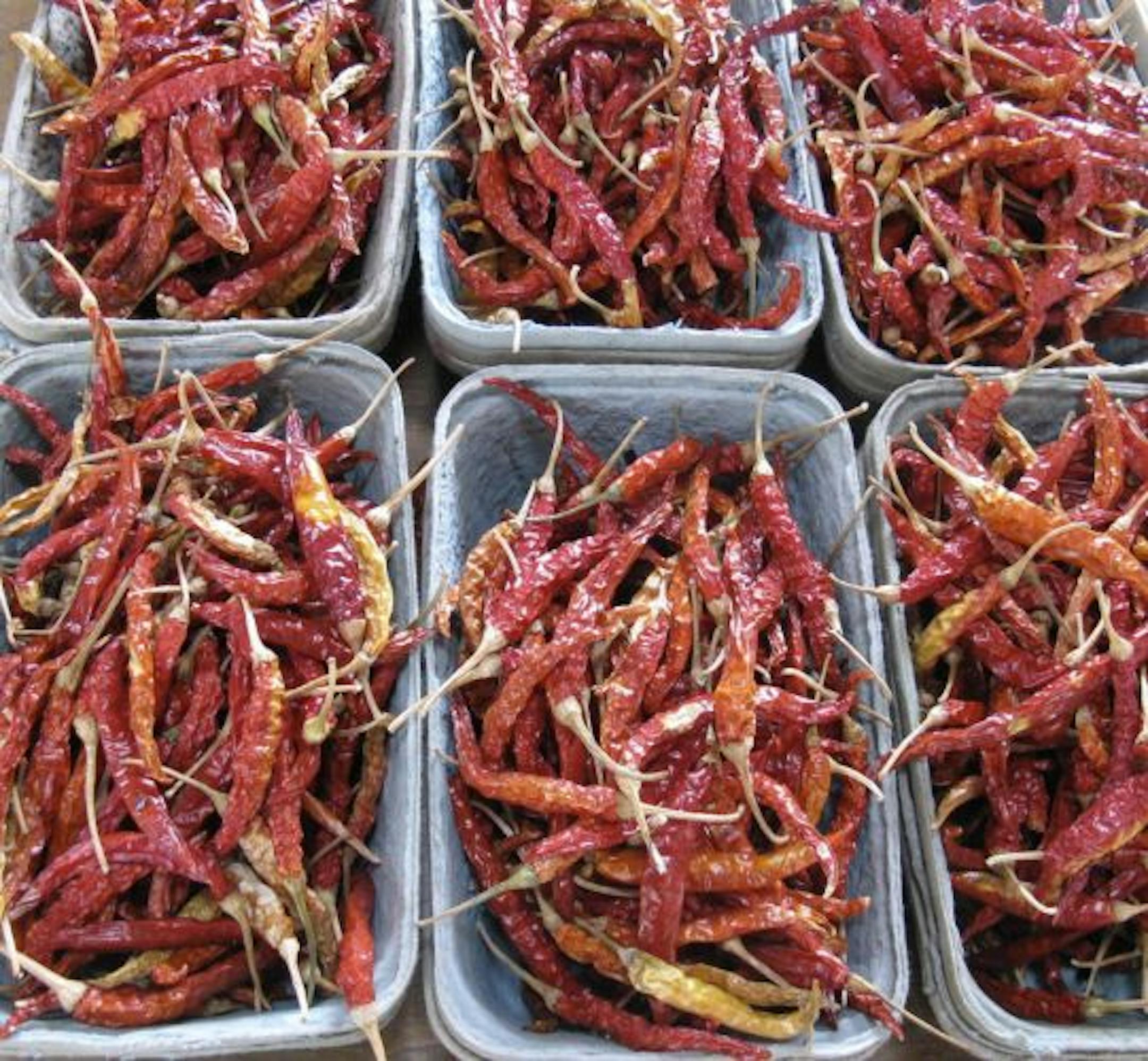 Dried chiles from the Kue family farm stand at the St. Paul Farmers Market
