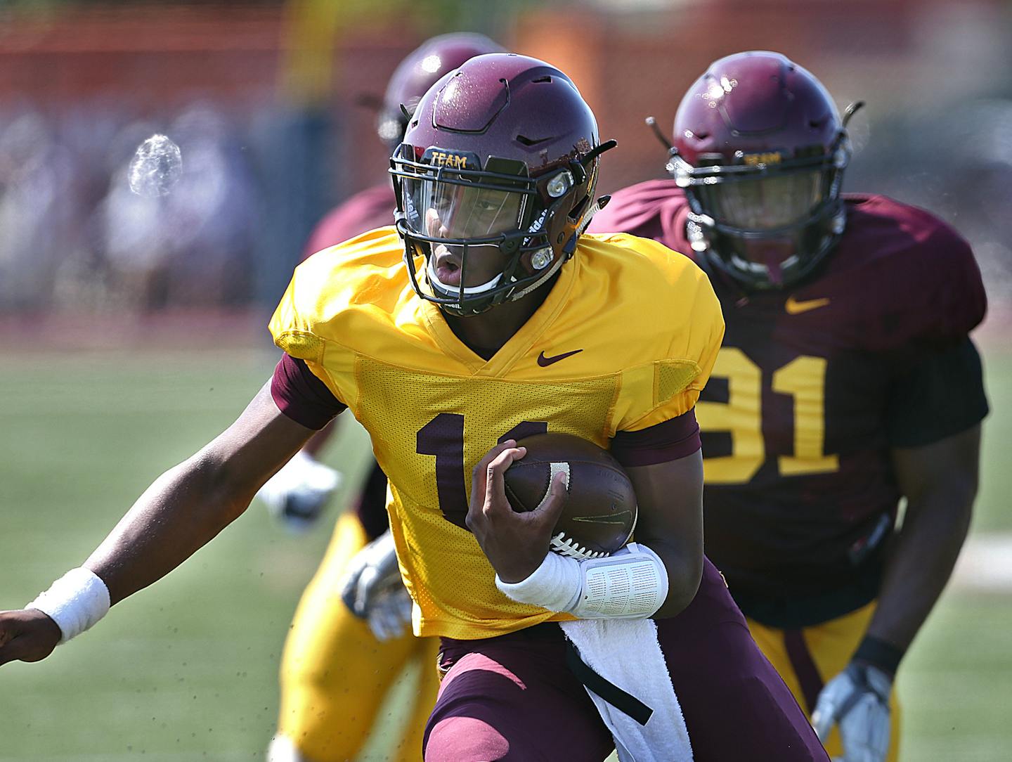 Demry Croft, a freshman quarterback, looked like a playmaker when he was on the field during Saturday's Gophers scrimmage at Concordia (St. Paul).