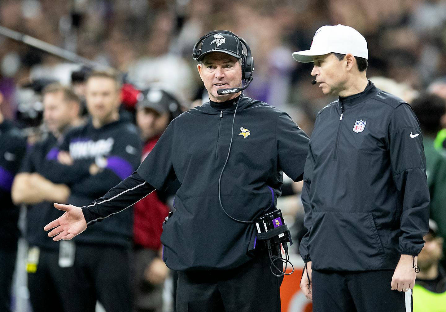 Minnesota Vikings Head Coach Mike Zimmer in the third quarter. ] ELIZABETH FLORES • liz.flores@startribune.com The Minnesota Vikings take on the New Orleans Saints at Mercedes-Benz Superdome, Sunday, January 5, 2020 in New Orleans, LA.