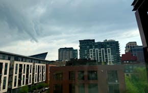 A funnel cloud appeared Thursday afternoon over downtown Minneapolis.