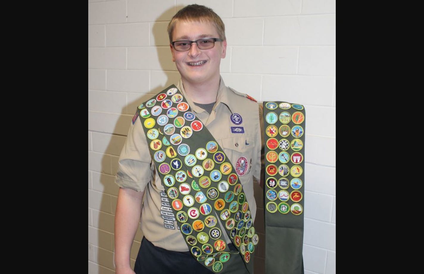 Matt Lindbo and his Eagle Scout merit badges.