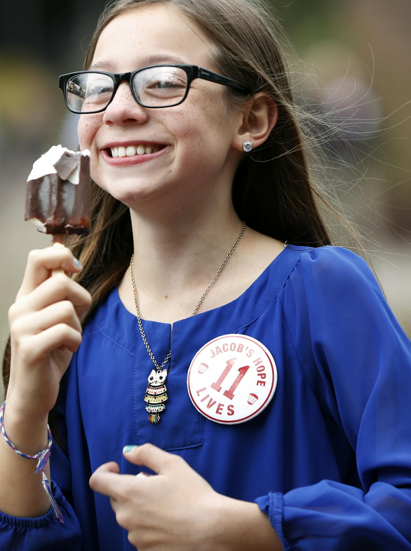 Grace Caraway 11, enjoyed ice cream after a memorial service was held for Jacob Wetterling at College of Saint Benedict Sunday September 25 ,2016 in St. Joseph, MN. ] Grace father Marty Caraway ,is the second cousin of Jacob Wetterling. Jerry Holt / jerry. Holt@Startribune.com