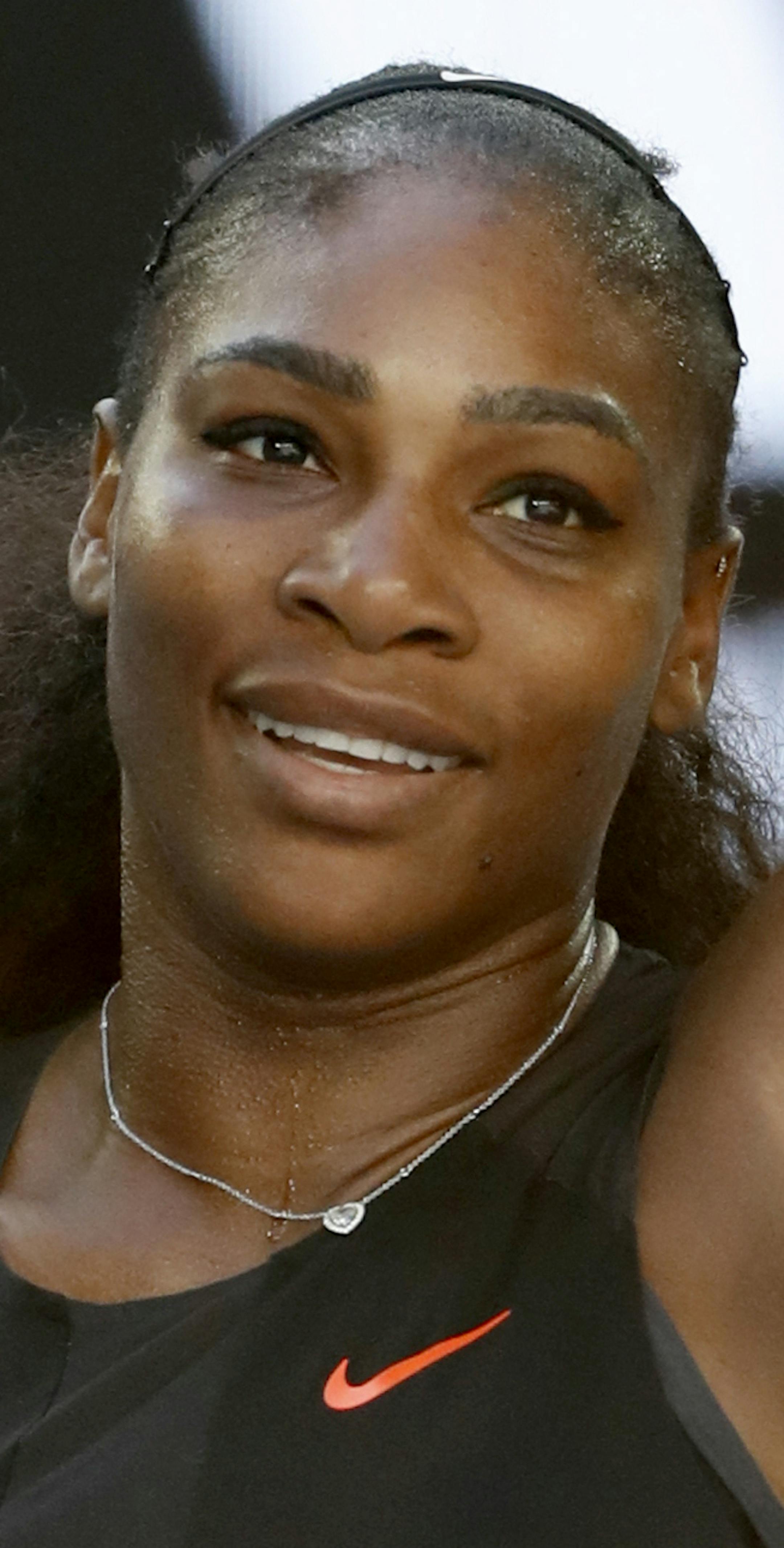 United States' Serena Williams celebrates after defeating Croatia's Mirjana Lucic-Baroni during their semifinal at the Australian Open tennis championships in Melbourne, Australia, Thursday, Jan. 26, 2017. (AP Photo/Dita Alangkara)