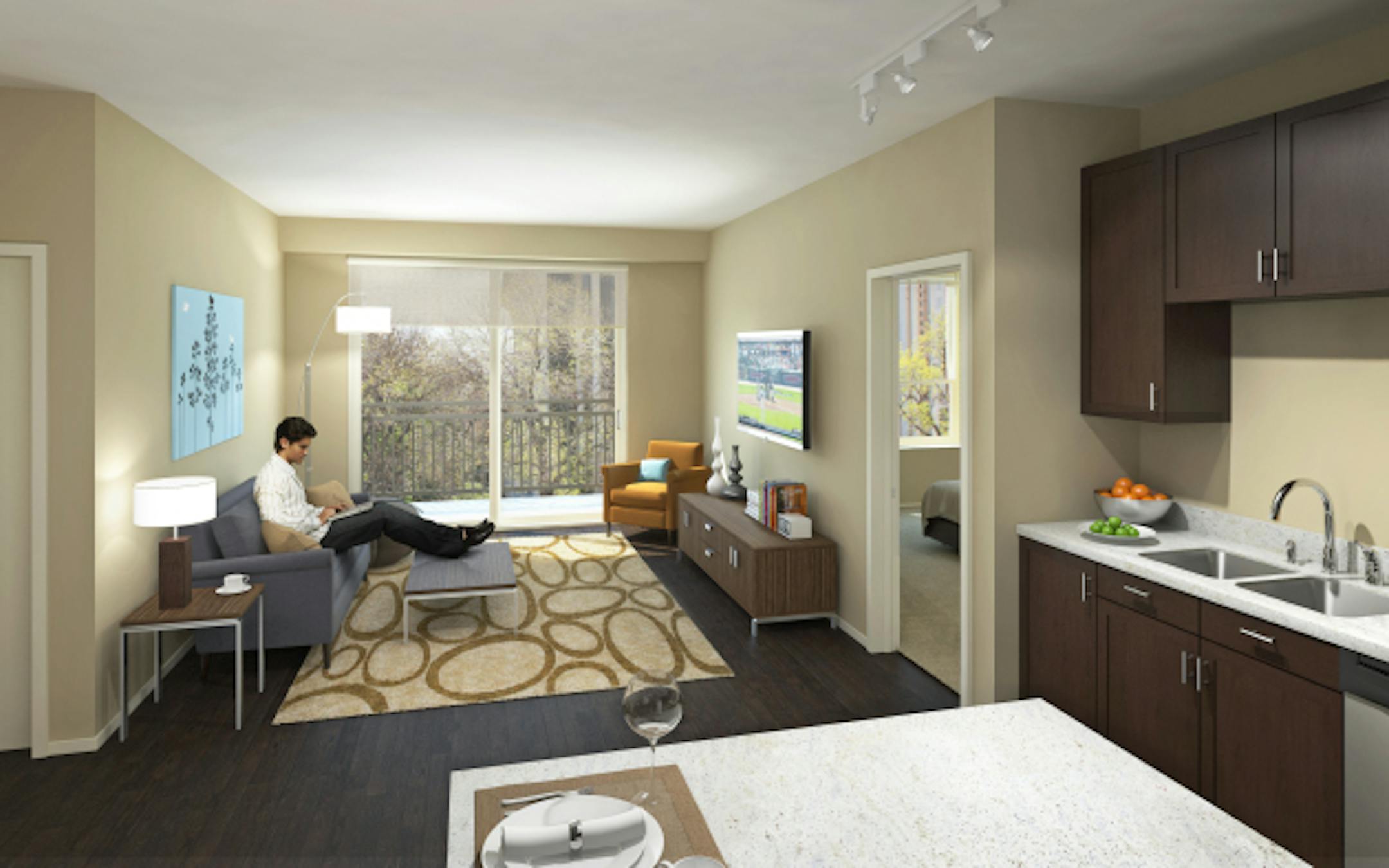 Rendering of living room space