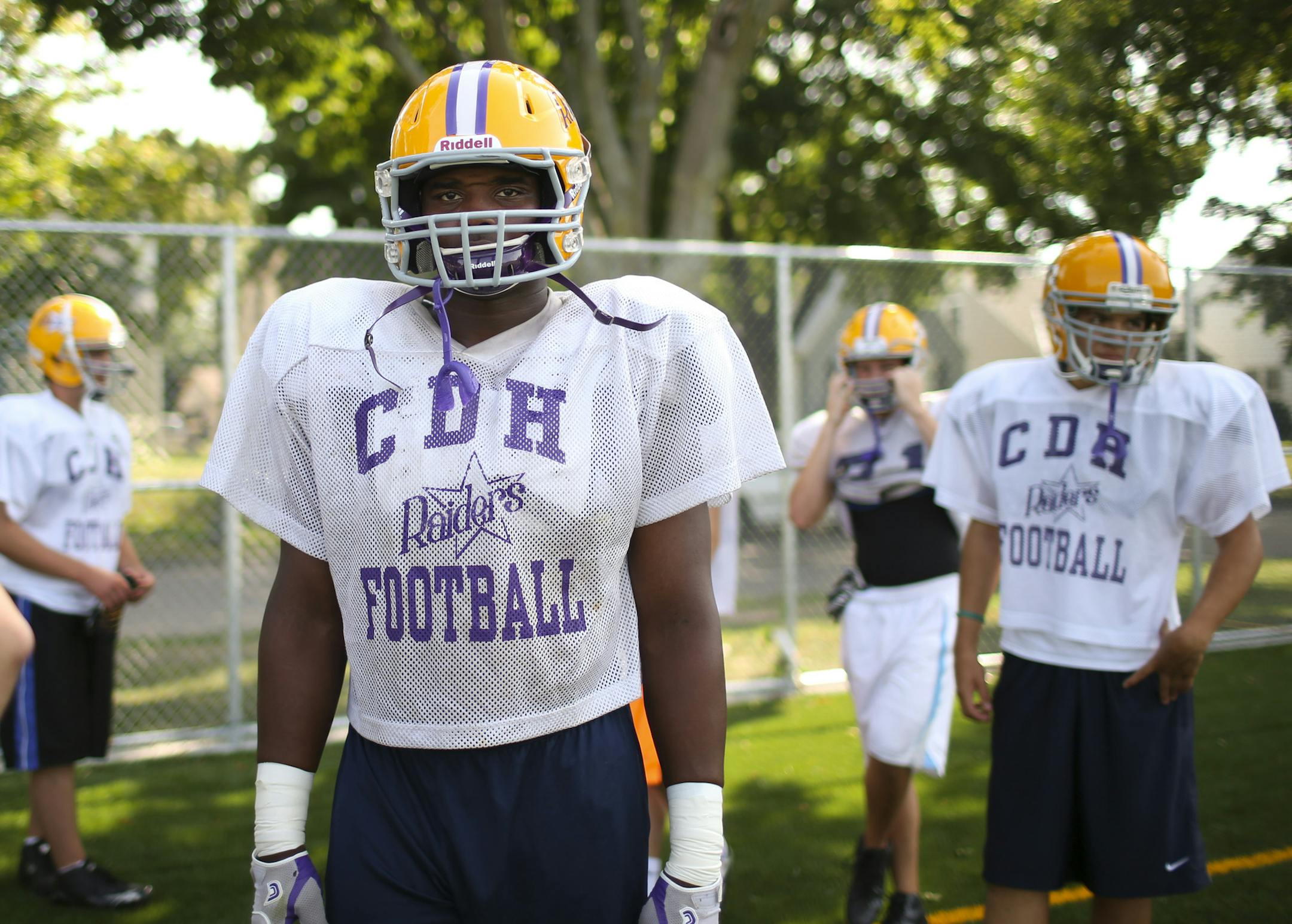 ESPN will broadcast Cretin-Derham Hall's Friday night football game against Stillwater this week. It was business as usual at practice after school on Monday afternoon, September 9, 2013. Junior defensive end Jashon Cornell, center, ESPN's No. 1 rated high school player in the country is a big reason why they're broadcasting the game. ] JEFF WHEELER ‚Ä¢ jeff.wheeler@startribune.com