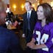 Rep. Michele Bachmann greeted Jennifer Bena at a Woodbury restaurant while campaigning Wednesday.