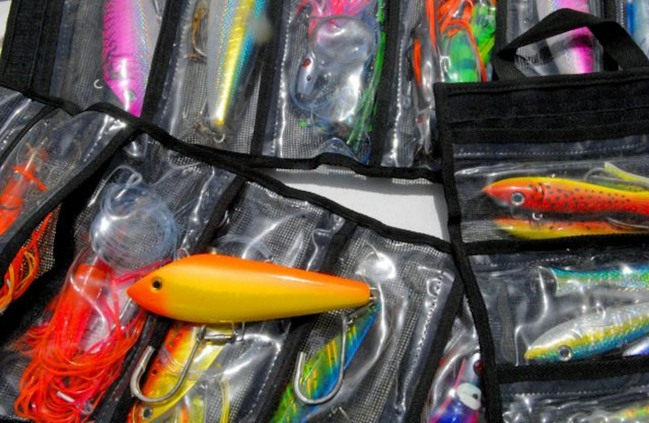 Colorful lures used for trolling in the Caribbean and Atlantic oceans off of Antigua.